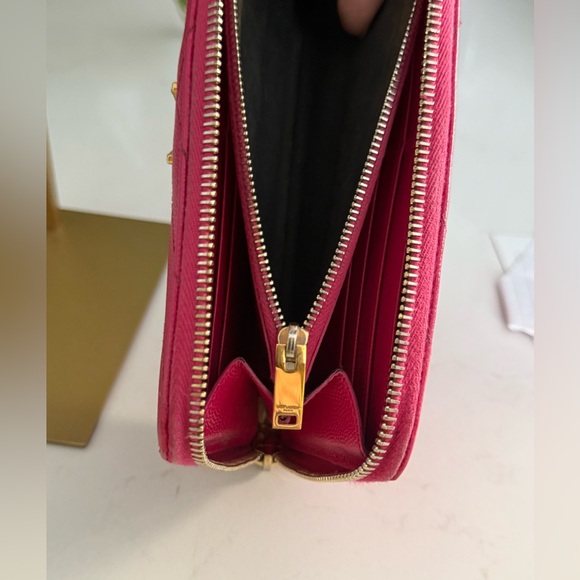 Saint Laurent Paris authentic round zipper long wallet fuchsia pink cowhide - Picture 12 of 16